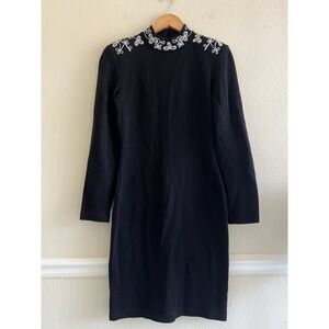 Outlander Vintage Knit Dress Beaded Embroidered Wool Blend Open Back Sz. S Party